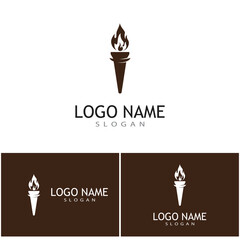 Obraz premium Torch with flame logo vector illustration design