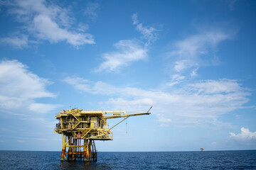 Offshore oil and gas wellhead remote platform which produced raw material for sent to onshore...