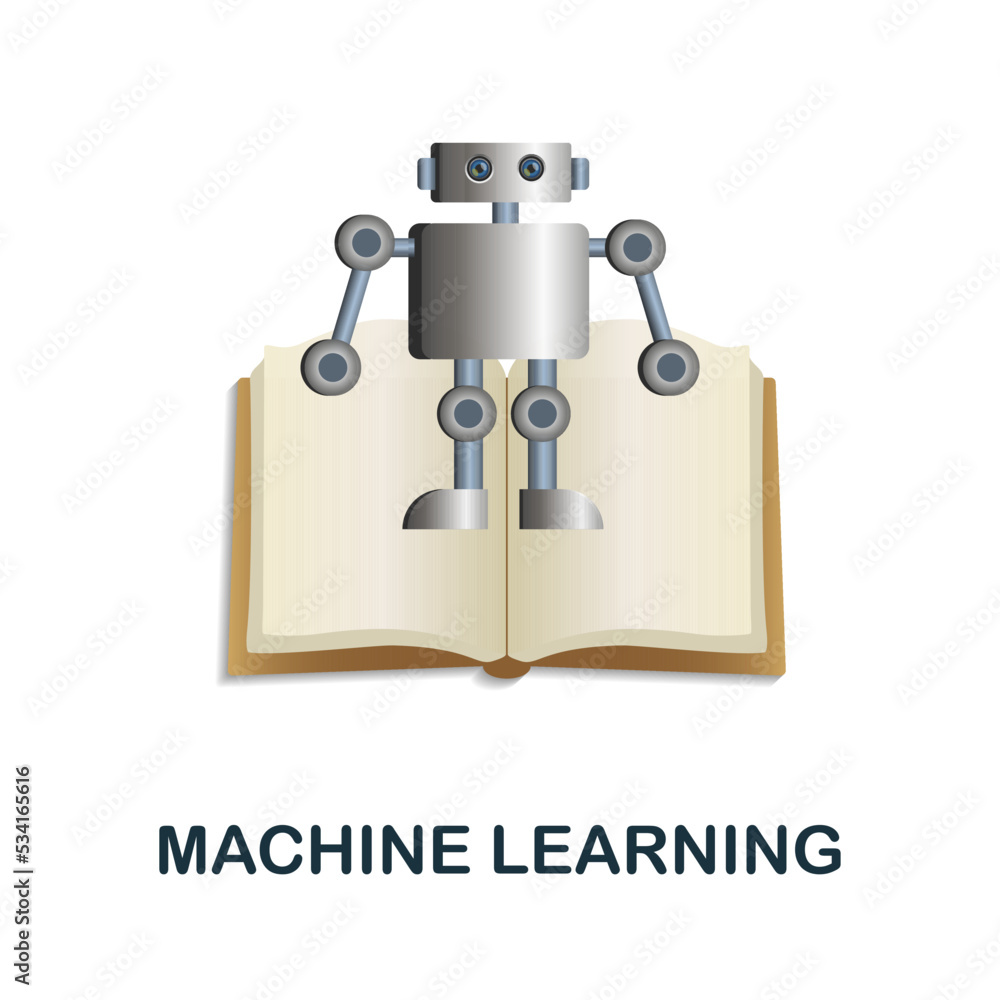 Poster machine learning icon. 3d illustration from data science collection. creative machine learning 3d ic