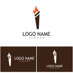  Torch with flame logo vector illustration design