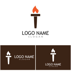  Torch with flame logo vector illustration design