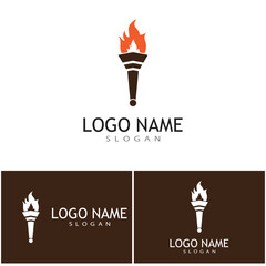  Torch with flame logo vector illustration design