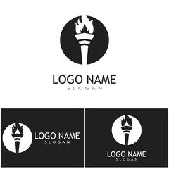  Torch with flame logo vector illustration design