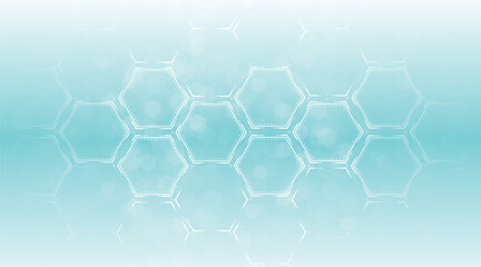 Obraz premium Background of hexagon geometric white blue pattern. Healthcare medical and technology background.Graphic digital science concept design.