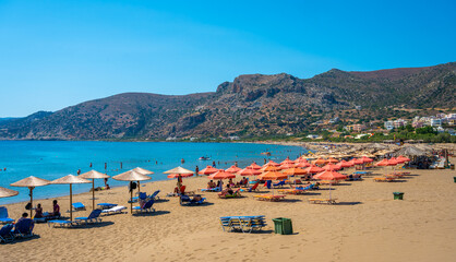 View of traditional greek village and beach Paleochora, Crete, Greece.