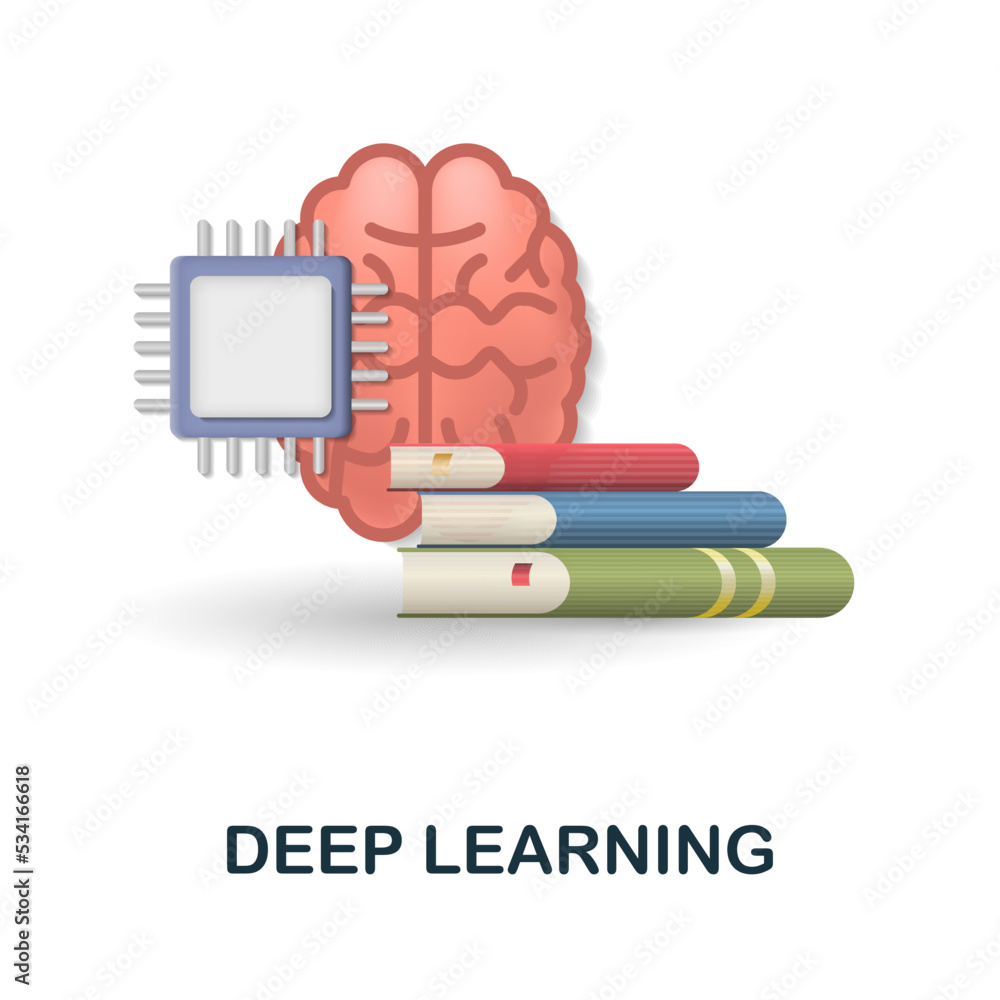 Aufkleber deep learning icon. 3d illustration from data science collection. creative deep learning 3d icon for
