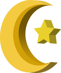 3d islamic crescent moon and a star element icon © ITrWorks