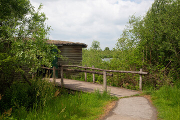 Entrance to bird observation hut  National Park De Groote Peel, Nederweert, Limburg, Netherlands © roelmeijer