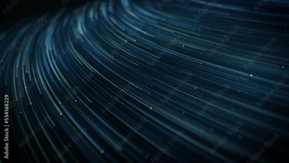 Poster abstract wave of light strings flowing background/ 4k animation of an abstract wallpaper technology 