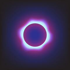 Blue and violet circle center cyberspace on black background. Technology background. 