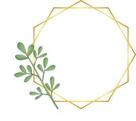 Gold Border Frame with Leaf