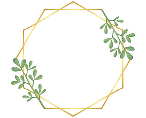 Gold Border Frame with Leaf