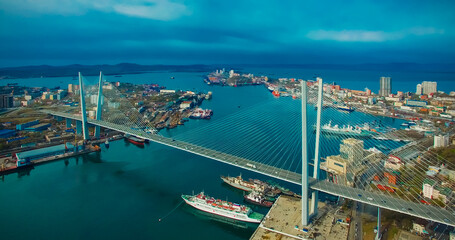 Aerial view of the panorama of Vladivostok