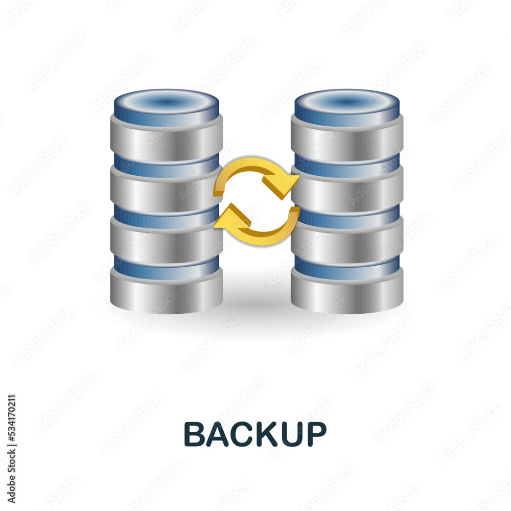Aufkleber backup icon. 3d illustration from data science collection. creative backup 3d icon for web design, t