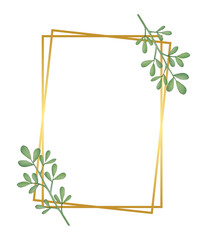 Rectangle Gold Border Frame with Leaf