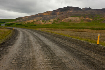 View at a rural road in Iceland