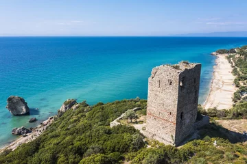 Badkamer foto achterwand Aerial view of ruins of Apollonia tower in Greece © Fyle