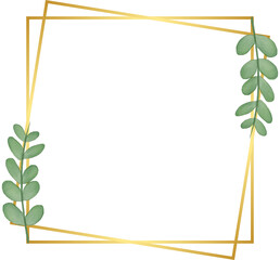 Square Gold Border Frame with Leaf