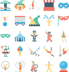 Circus Colored Vector Icons