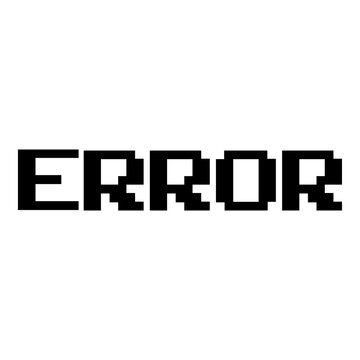 Mensaje con texto error con fuente de juegos de arcade de estilo retro aislada
