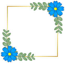 Square Gold Frame with Flower and Leaf