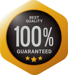 Best quality guaranteed badge signs. Luxury gold label in 3d style.