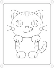 Cute cat suitable for children's coloring page vector illustration