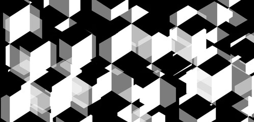 Beautiful white and black 3d rectangles art background