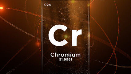 Fototapeta premium Chromium (Cr) symbol chemical element of the periodic table, 3D animation on atom design background