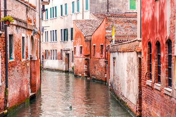 Beautiful canals and traditional Venetian buildings in Venice, Italy