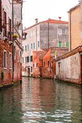 Beautiful canals and traditional Venetian buildings in Venice, Italy