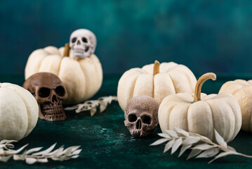 Elegant Halloween with white pumpkin