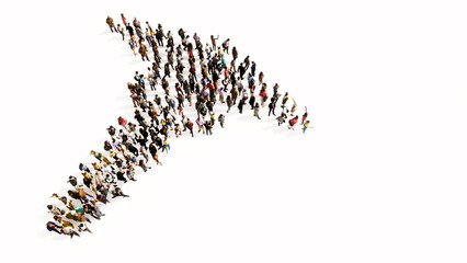 Concept or conceptual large gathering  of people forming the image of the caduceus as a medical symbol. A 3d illustration metaphor for emergency, ambulance, hospital, pharmacy, health and medicine