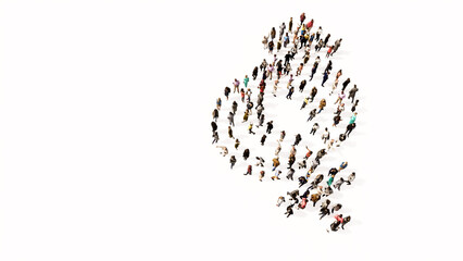 Concept or conceptual large gathering  of people forming the image of the gender signs on black background. A 3d illustration metaphor for heterosexual relationships, couples, romance and family