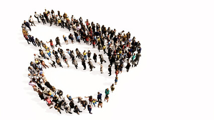 Concept or conceptual large gathering  of people forming an image of medicine pills on white background. A 3d illustration metaphor for medicine, healthcare, pharmaceutical industry