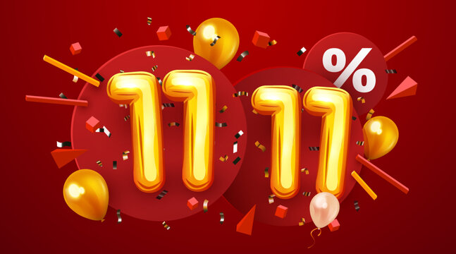 11.11 Shopping day sale. Global shopping world day. 11.11 Crazy sales online.