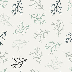 Artistic foliage seamless ditsy pattern design of abstract branches. Foliate repeat texture background for surface printing
