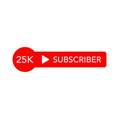 25K subscribers. Subscribe button. Vector graphics