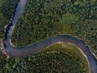 Sandstone cliffs with a tourist trail on the banks of the Gauja River, Gauja National Park