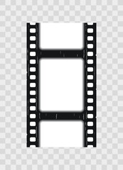 Obraz premium Retro camera tape seamless border. Vintage photo reel. Seamless cinematic frame with slide. Old video roll on transparent background. Close-up cinema strip. Vector illustration.