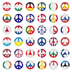 Peace sign with flags of different countries from the  world