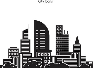 Obraz na płótnie Canvas city icon isolated on white background. city icon glyph, city symbol for logo, web, app, UI. city icon simple sign.