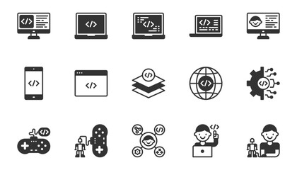 kids coding icon vector, computer,programming, development, student