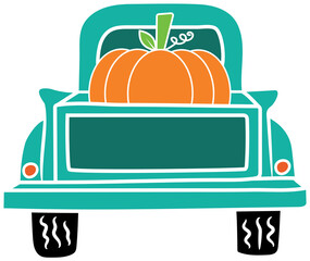 Green Truck with Pumpkins © NNJ Designs