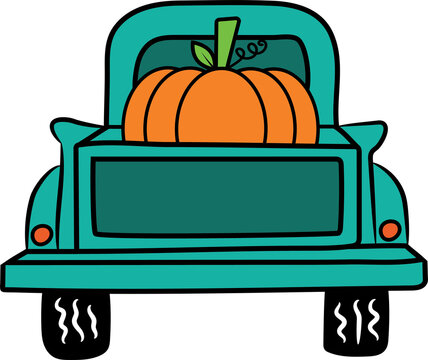 recommend clip art: Green Truck with Pumpkins