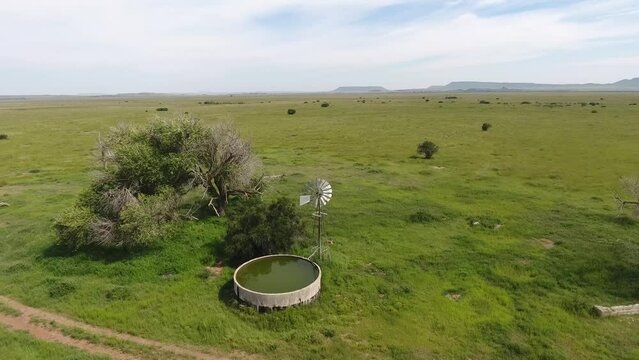 Farm dam surrounded by fields
