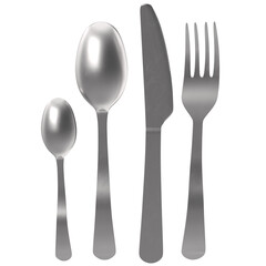 3d rendering illustration of a basic cutlery set