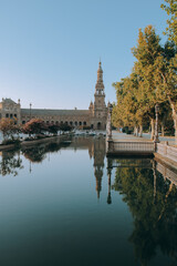 sunset over the river sevilla spain summer sun blue hour sunrise old building classic style city 