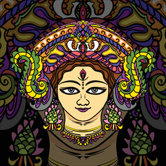 advertising template with durga puja drawing art illustration