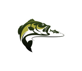 Bass Fishing Logo &ndash; Largemouth Bass Catching Lure Icon